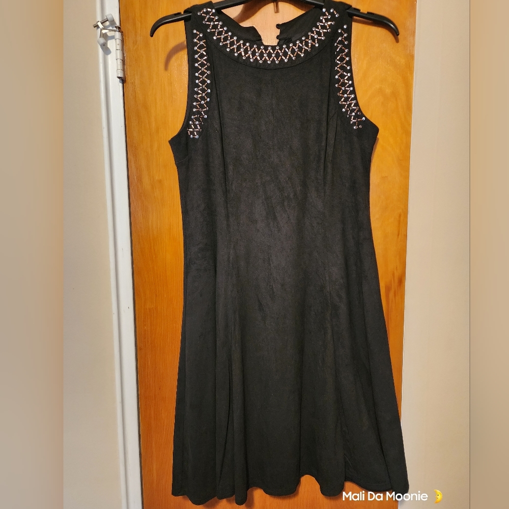 Ashley Stewart Black Sleeveless Metallic Studded Dress 14/16W